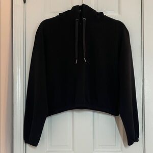 SPANX, Cropped Hoodie, Black, Size Medium